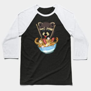 Raccoon loves noodles Baseball T-Shirt